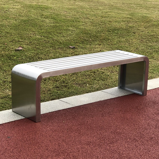 簡(jiǎn)約公園長(zhǎng)條形不銹鋼園林椅